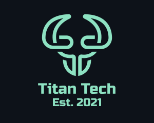 Green Bull Head Tech logo design