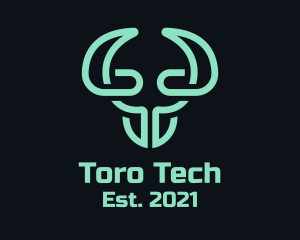 Green Bull Head Tech logo design