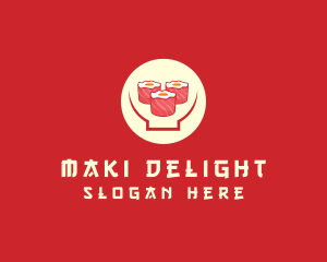 Maki - Japanese Sushi Rolls Bowl logo design