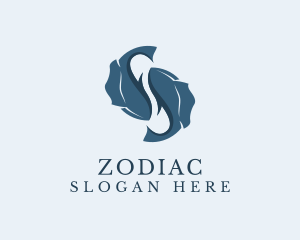 Pisces Fish Zodiac Sign  logo design