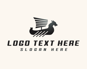 Viking - Dragon Viking Boat logo design