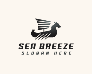 Dragon Viking Boat logo design