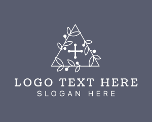 Worship - Triangle Leaf Cross logo design