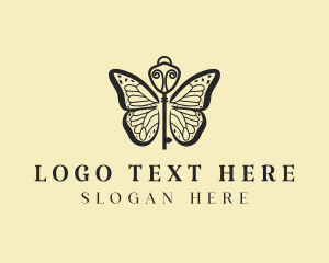 Deluxe - Elegant Butterfly Key logo design