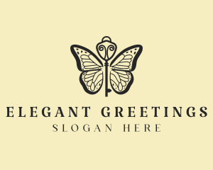 Elegant Butterfly Key  logo design