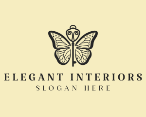 Elegant Butterfly Key  logo design