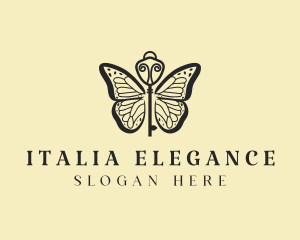 Elegant Butterfly Key  logo design