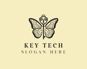 Elegant Butterfly Key  logo design