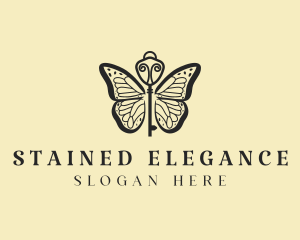 Elegant Butterfly Key  logo design