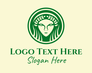 Mythology - Green Goddess Lady logo design