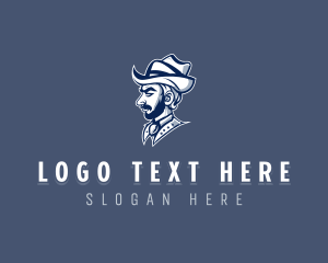 Hat - Bearded Male Cowboy logo design