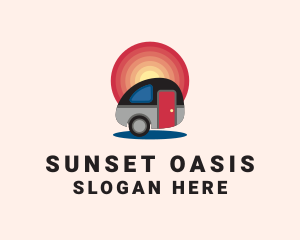 Sunset RV Camping Van  logo design