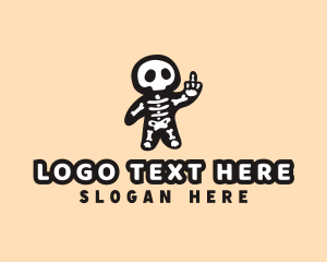 Game - Profanity Middle Finger Skeleton logo design