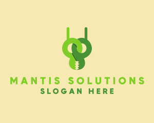 Praying Mantis Scissors logo design