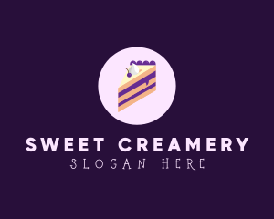 Blueberry Cake Slice logo design