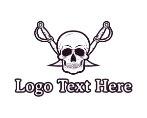 Skeleton - Pirate Skull & Swords logo design
