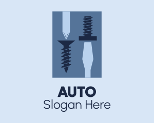 Tools - Blue Screws & Screwdrivers logo design