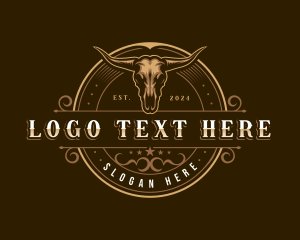 Cow - Bull Skull Cattle logo design