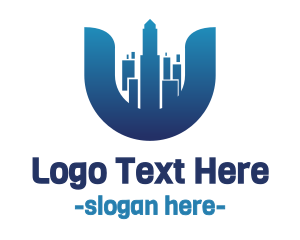 Blue City - City Letter U logo design