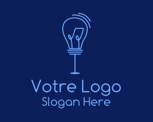 Blue Standing Light Bulb  Logo