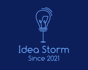 Blue Standing Light Bulb  logo design