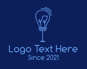 Minimalist - Blue Standing Light Bulb logo design