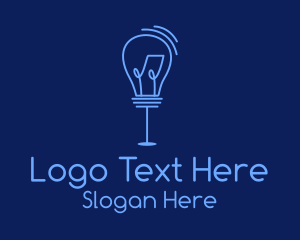 Blue Standing Light Bulb  Logo