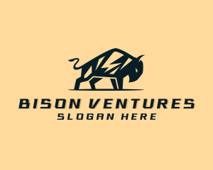 Lightning Flash Bison logo design