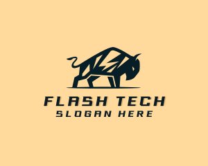 Flash - Lightning Flash Bison logo design