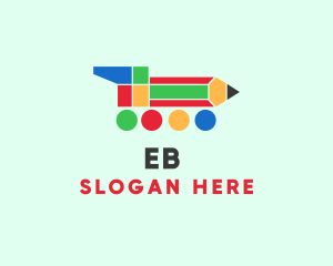 Education - Preschool Pencil Train logo design