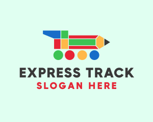 Train - Preschool Pencil Train logo design