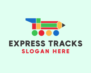 Train - Preschool Pencil Train logo design