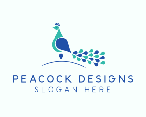 Elegant Peacock Bird logo design