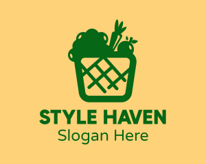 Supermarket - Green Vegetable Basket logo design