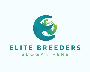 Earth Sphere Letter E logo design