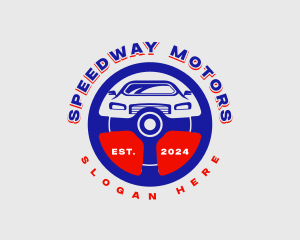 Racecar - Car Steering Wheel logo design