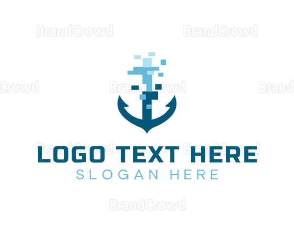 Pixel Ship Anchor Logo