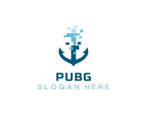 Pixel - Pixel Ship Anchor logo design