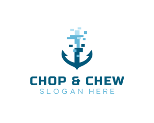 Transportation - Pixel Ship Anchor logo design