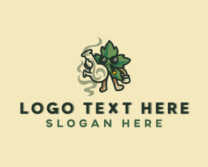 Weed - Marijuana Smoking Leaf logo design