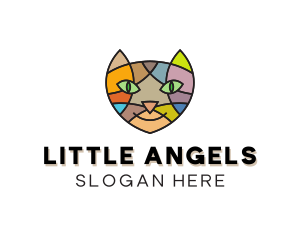 Stained Glass - Stained Glass Kitty Cat logo design