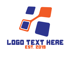 Connection - Futuristic Tech Squares logo design