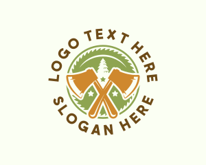 Logging - Lumberjack Axe Woodwork logo design