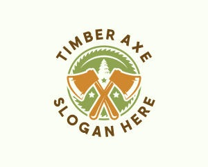 Lumberjack Axe Woodwork logo design