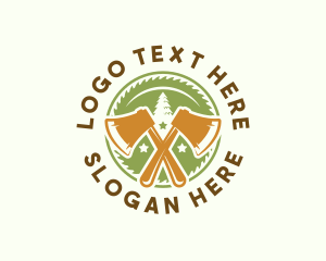 Woodcutter - Lumberjack Axe Woodwork logo design