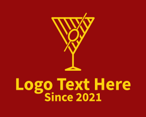 Booze - Golden Martini Outline logo design