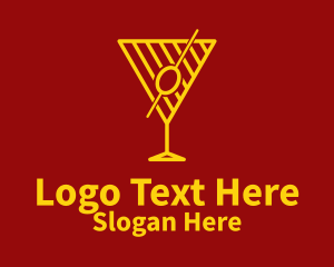 Golden Martini Outline  Logo