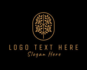 Agriculture - Gold Bonsai Plant logo design