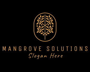 Mangrove - Gold Bonsai Plant logo design