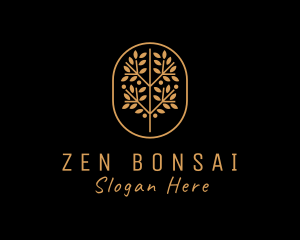 Bonsai - Gold Bonsai Plant logo design